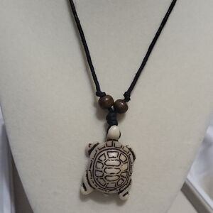 Turtle Pendant Necklace with Black Cord